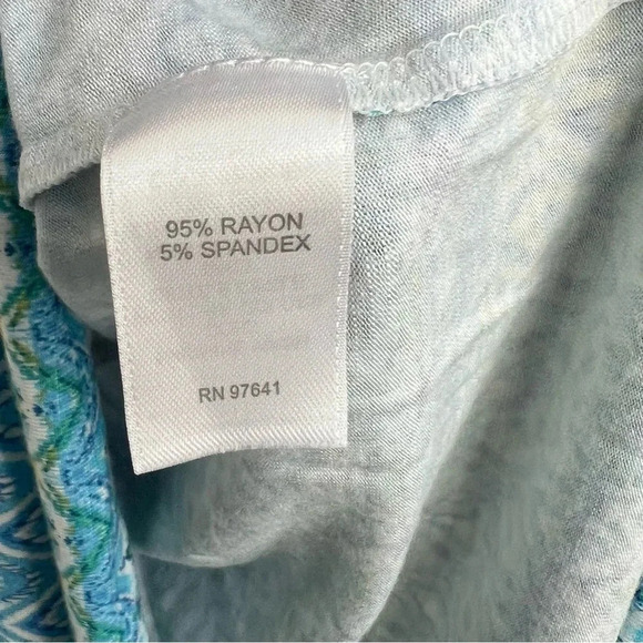 J. Jill Blue Surplice Aegean Island Ikat Print Maxi Dress Stretch Jersey Plus 3X - Picture 11 of 12